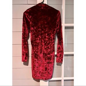 COPY - Retro Crushed Velvet Bodycon Red Mock Turtleneck Dress Sz Medium